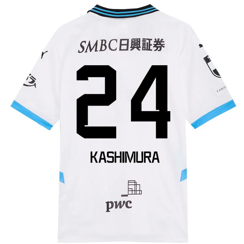 Danxen Homme Maillot Ryota Kashimura #24 Blanc Bleu Ciel Tenues Extérieur 2025/26 T-Shirt