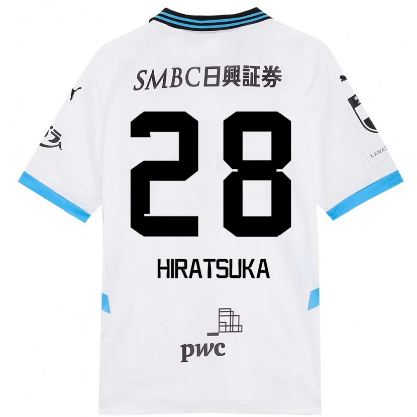 Danxen Homme Maillot Hayato Hiratsuka #28 Blanc Bleu Ciel Tenues Extérieur 2025/26 T-Shirt