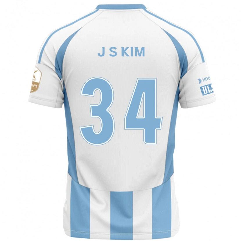 Danxen Homme Maillot Jun-Seo Kim #34 Blanc Bleu Ciel Tenues Extérieur 2025/26 T-Shirt