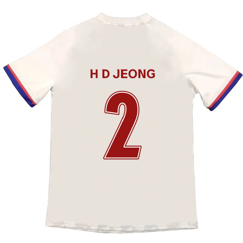 Danxen Homme Maillot Dong-Ho Jeong #2 Blanc Cassé Rouge Tenues Extérieur 2025/26 T-Shirt