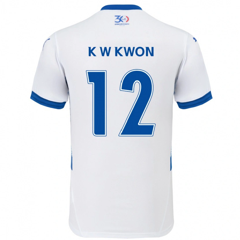 Danxen Homme Maillot Wan-Kyu Kwon #12 Blanc Bleu Royal Tenues Extérieur 2025/26 T-Shirt
