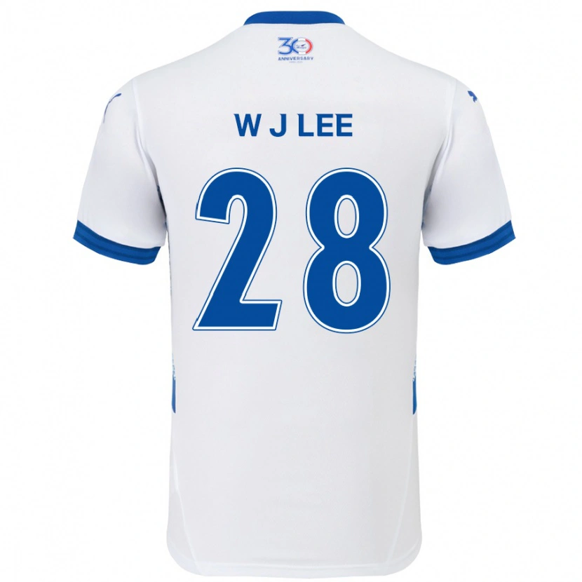 Danxen Homme Maillot Jun-Woo Lee #28 Blanc Bleu Royal Tenues Extérieur 2025/26 T-Shirt