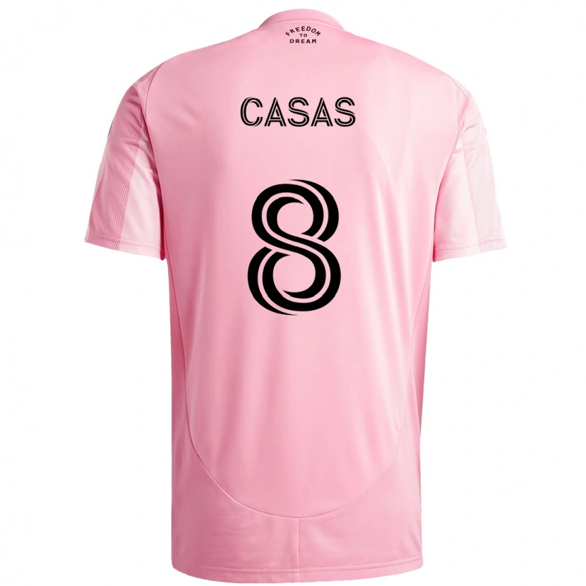Danxen Femme Maillot Pep Casas #8 Noir Rose Tenues Domicile 2025/26 T-Shirt