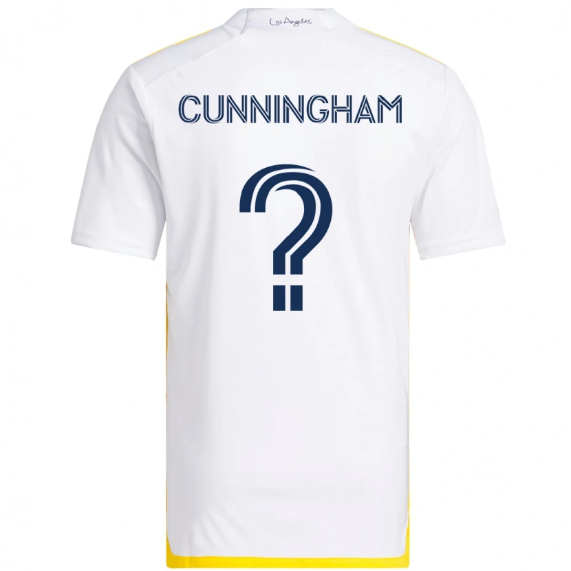 Danxen Femme Maillot Joaquin Cunningham #0 Blanc Jaune Tenues Domicile 2025/26 T-Shirt