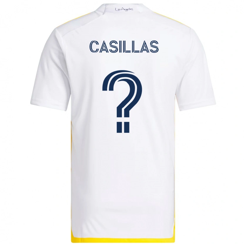 Danxen Femme Maillot Victor Casillas #0 Blanc Jaune Tenues Domicile 2025/26 T-Shirt