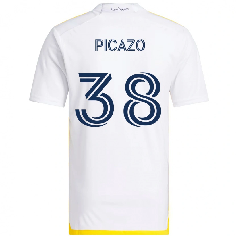 Danxen Femme Maillot Axel Picazo #38 Blanc Jaune Tenues Domicile 2025/26 T-Shirt