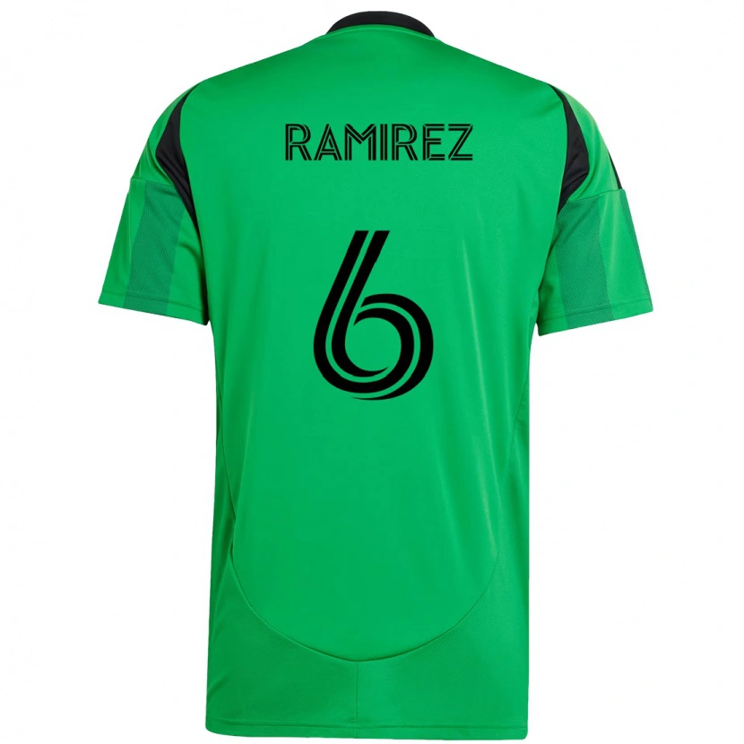 Danxen Femme Maillot Alonso Ramírez #6 Blanc Vert Tenues Domicile 2025/26 T-Shirt