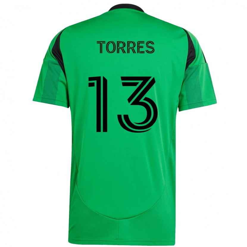 Danxen Femme Maillot Leo Torres #13 Vert Noir Tenues Domicile 2025/26 T-Shirt