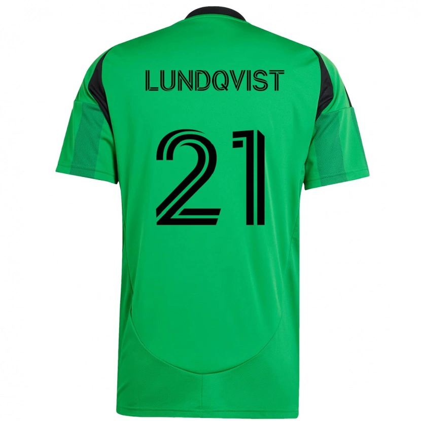 Danxen Femme Maillot Adam Lundqvist #21 Blanc Vert Tenues Domicile 2025/26 T-Shirt