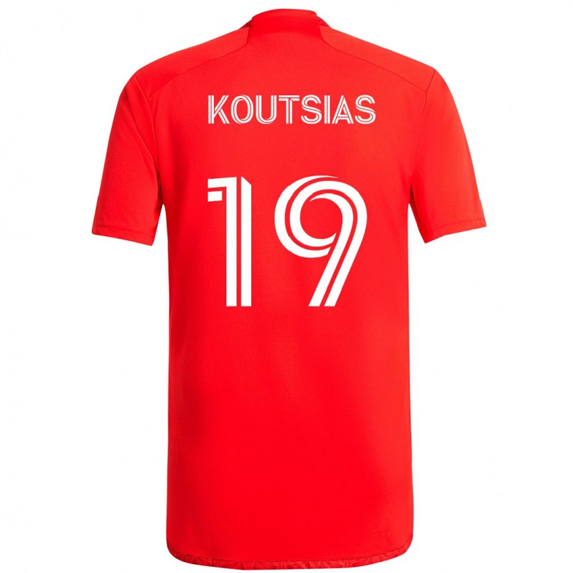 Danxen Femme Maillot Georgios Koutsias #19 Rouge Blanc Tenues Domicile 2025/26 T-Shirt