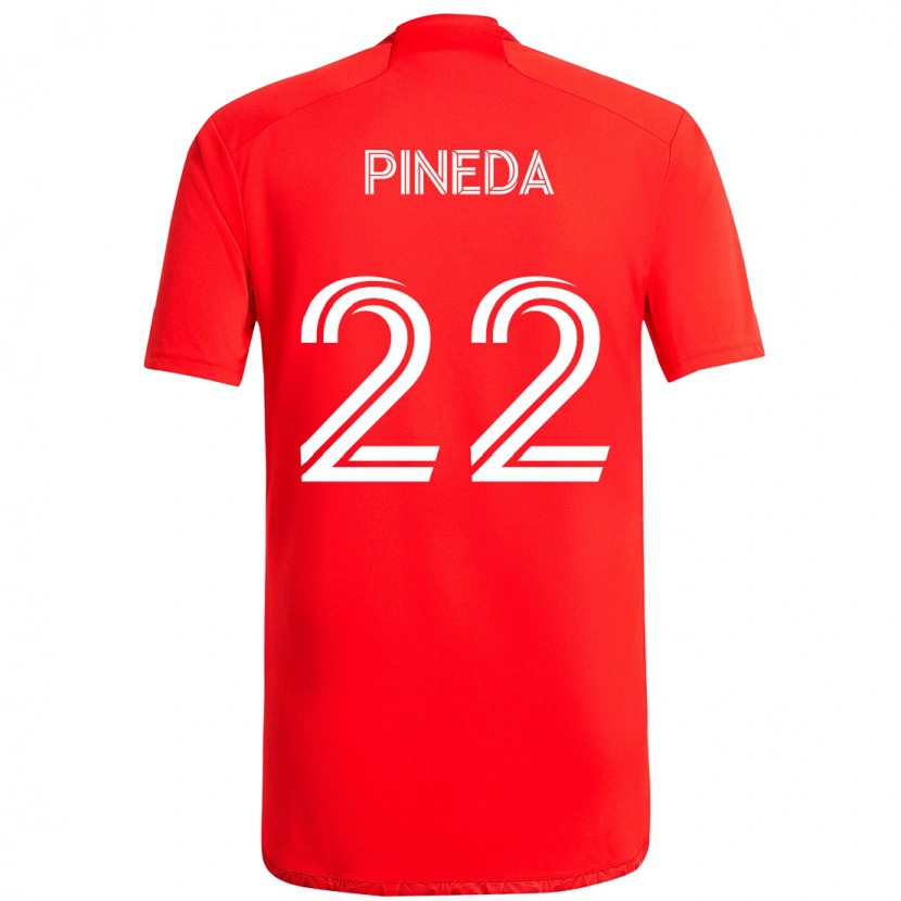 Danxen Femme Maillot Mauricio Pineda #22 Rouge Blanc Tenues Domicile 2025/26 T-Shirt