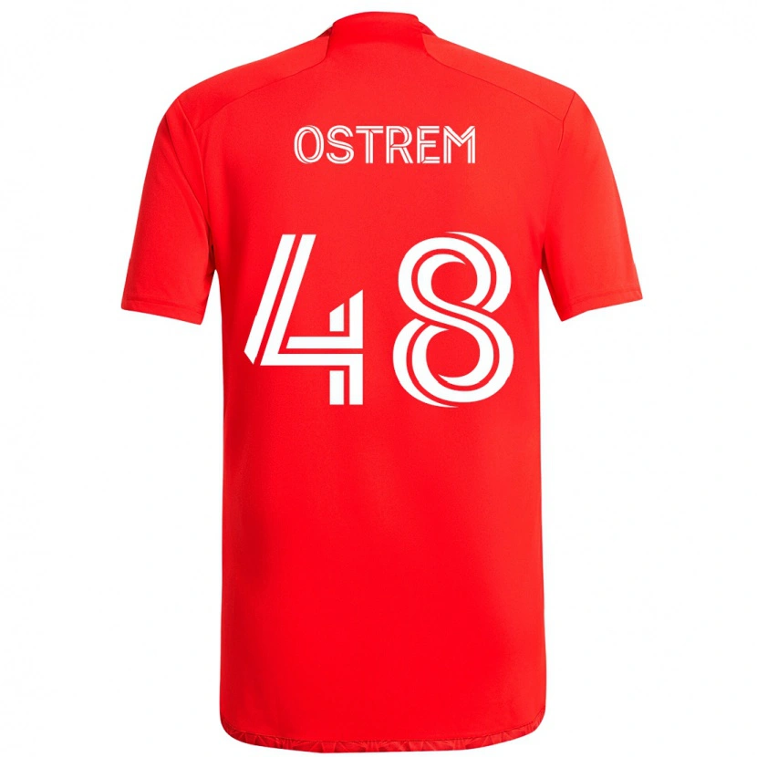 Danxen Femme Maillot Charlie Ostrem #48 Rouge Blanc Tenues Domicile 2025/26 T-Shirt