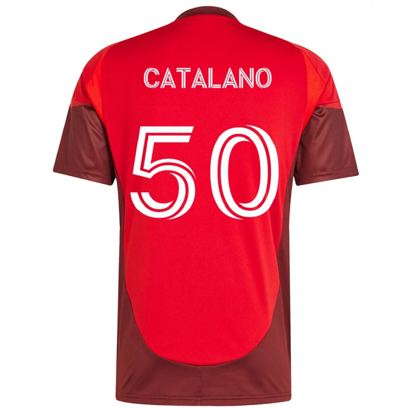 Danxen Femme Maillot Gianluca Catalano #50 Blanc Rouge Tenues Domicile 2025/26 T-Shirt
