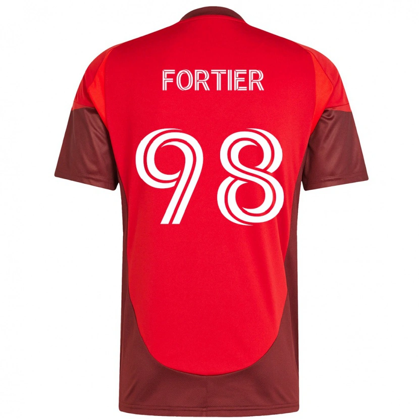Danxen Femme Maillot Kristjan Fortier #98 Rouge Blanc Tenues Domicile 2025/26 T-Shirt
