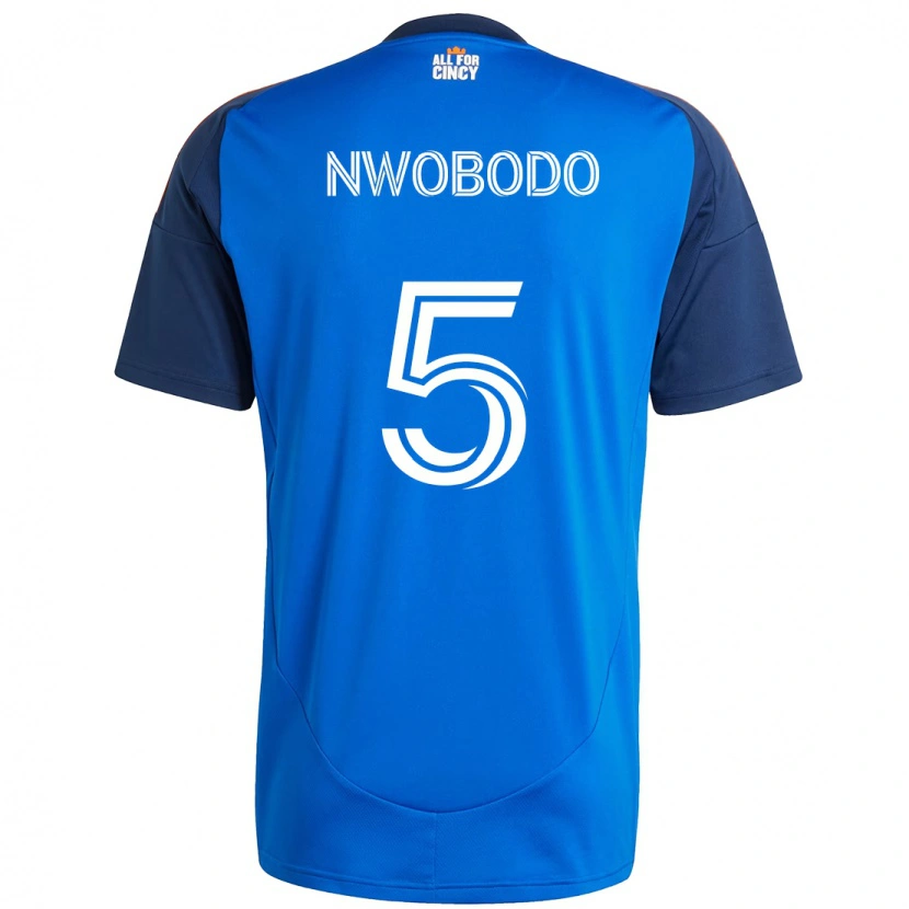 Danxen Femme Maillot Obinna Nwobodo #5 Blanc Bleu Orange Tenues Domicile 2025/26 T-Shirt