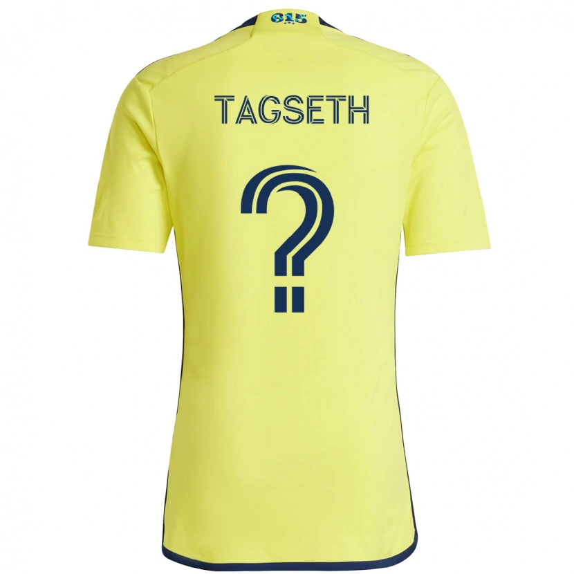 Danxen Femme Maillot Edvard Tagseth #0 Jaune Bleu Marine Tenues Domicile 2025/26 T-Shirt