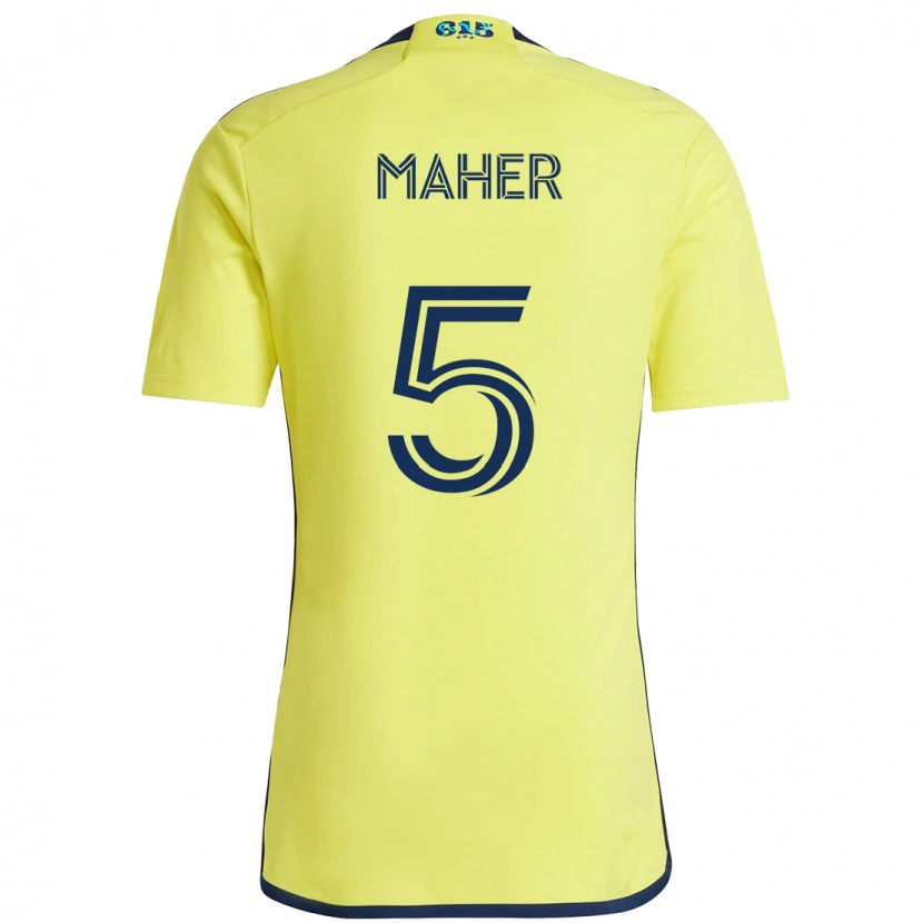 Danxen Femme Maillot Jack Maher #5 Jaune Bleu Marine Tenues Domicile 2025/26 T-Shirt