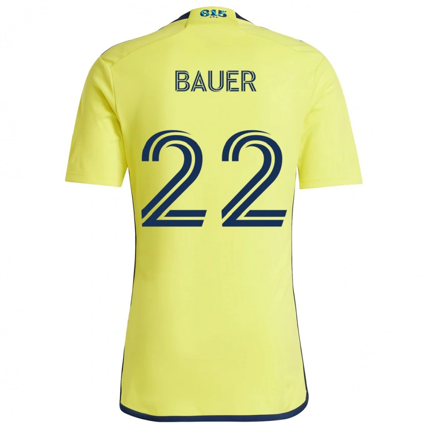 Danxen Femme Maillot Josh Bauer #22 Jaune Bleu Marine Tenues Domicile 2025/26 T-Shirt