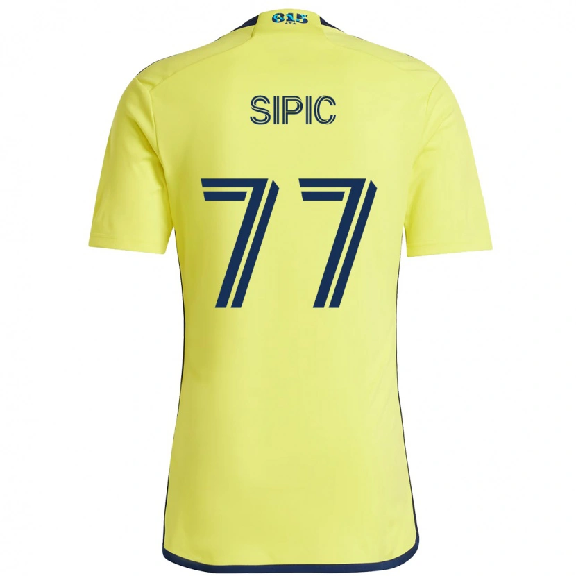 Danxen Femme Maillot Adem Sipić #77 Jaune Bleu Marine Tenues Domicile 2025/26 T-Shirt