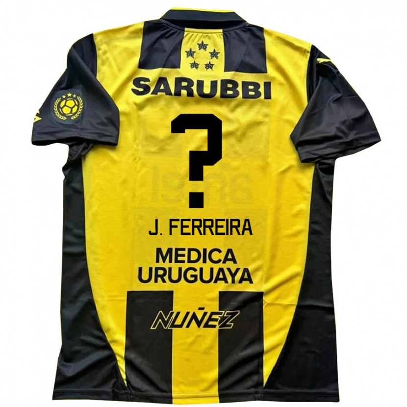 Danxen Femme Maillot Joaquín Ferreira #0 Jaune Noir Tenues Domicile 2025/26 T-Shirt
