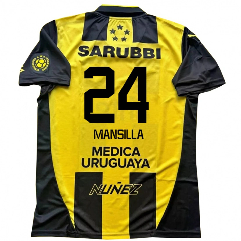 Danxen Femme Maillot Brian Mansilla #24 Jaune Noir Tenues Domicile 2025/26 T-Shirt