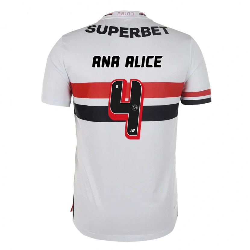 Danxen Femme Maillot Ana Alice Luciano Da Silva #4 Rouge Noir Blanc Tenues Domicile 2025/26 T-Shirt