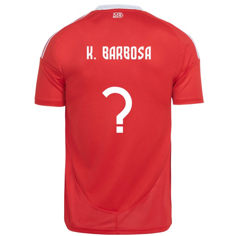 Danxen Femme Maillot Kauã Barbosa #0 Blanc Rouge Tenues Domicile 2025/26 T-Shirt