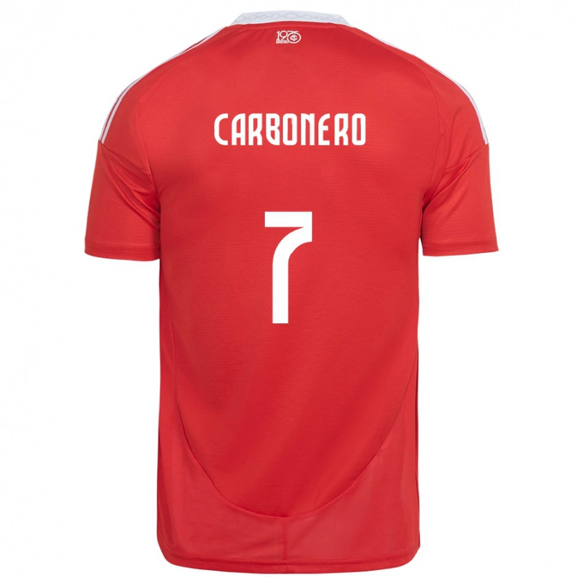 Danxen Femme Maillot Johan Carbonero #7 Rouge Blanc Tenues Domicile 2025/26 T-Shirt