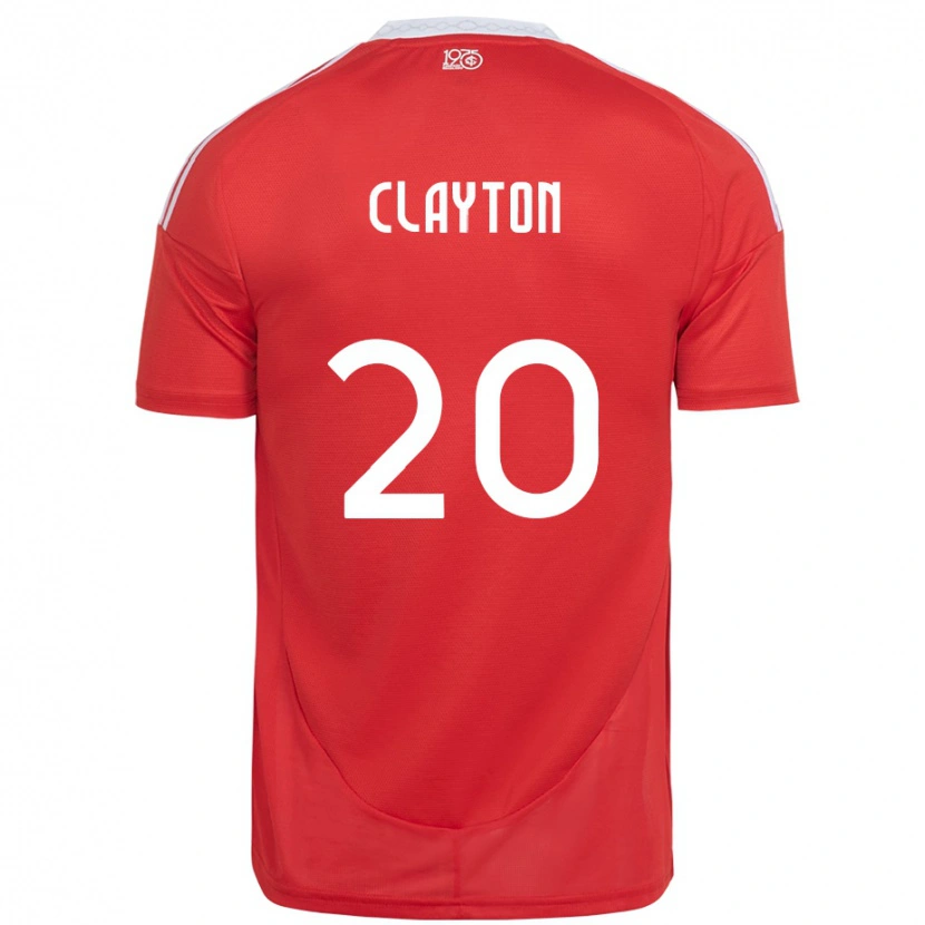 Danxen Femme Maillot Clayton #20 Blanc Rouge Tenues Domicile 2025/26 T-Shirt