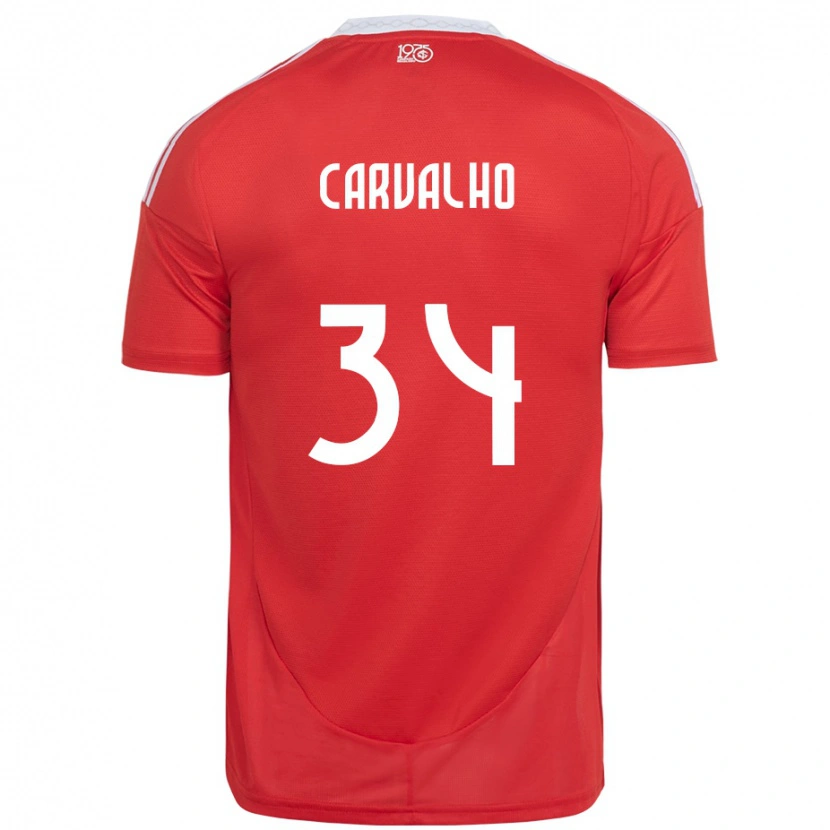 Danxen Femme Maillot Gabriel Carvalho #34 Rouge Blanc Tenues Domicile 2025/26 T-Shirt