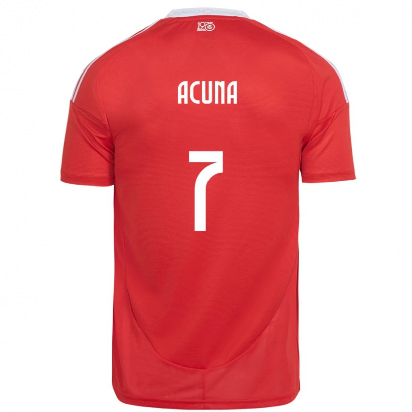 Danxen Femme Maillot Yenny Acuña #7 Rouge Blanc Tenues Domicile 2025/26 T-Shirt