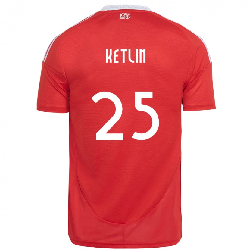 Danxen Femme Maillot Ketlin #25 Blanc Rouge Tenues Domicile 2025/26 T-Shirt