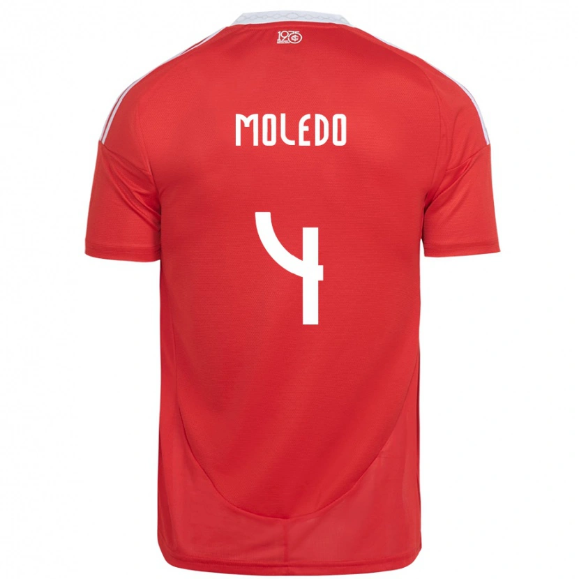 Danxen Femme Maillot Rodrigo Moledo #4 Rouge Blanc Tenues Domicile 2025/26 T-Shirt