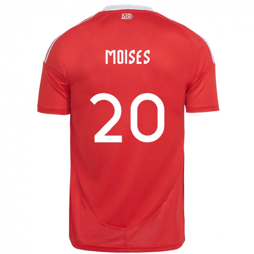 Danxen Femme Maillot Moises #20 Rouge Blanc Tenues Domicile 2025/26 T-Shirt