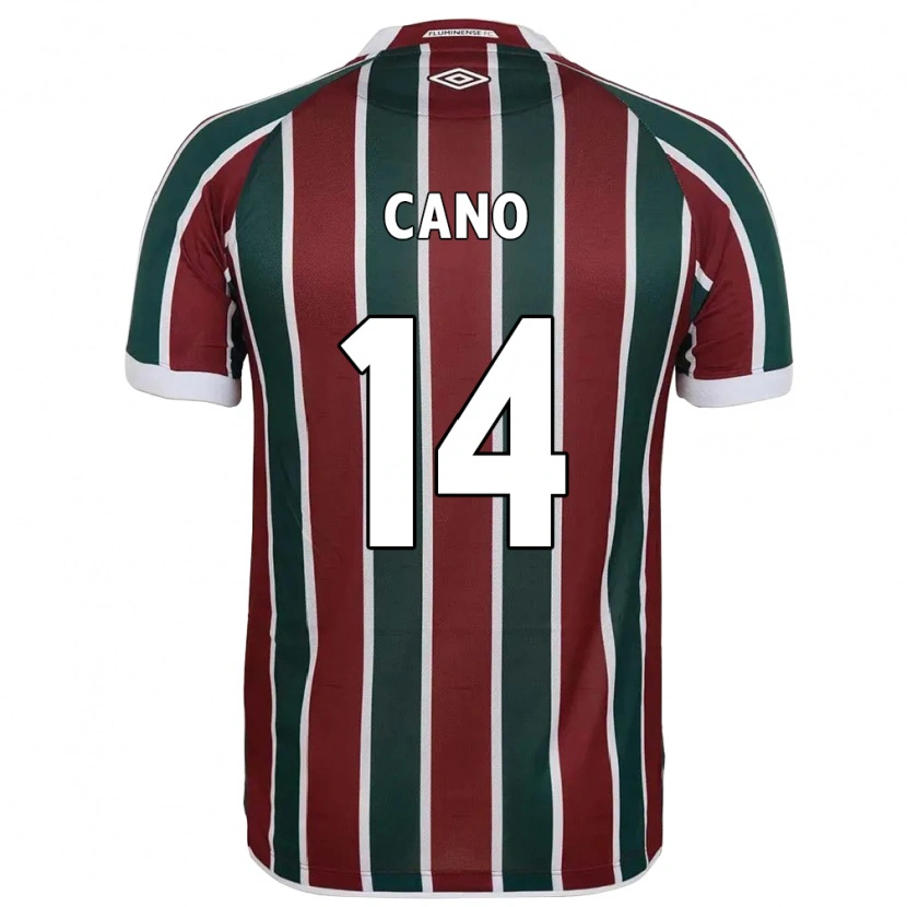 Danxen Femme Maillot Germán Cano #14 Blanc Vert Bordeaux Tenues Domicile 2025/26 T-Shirt