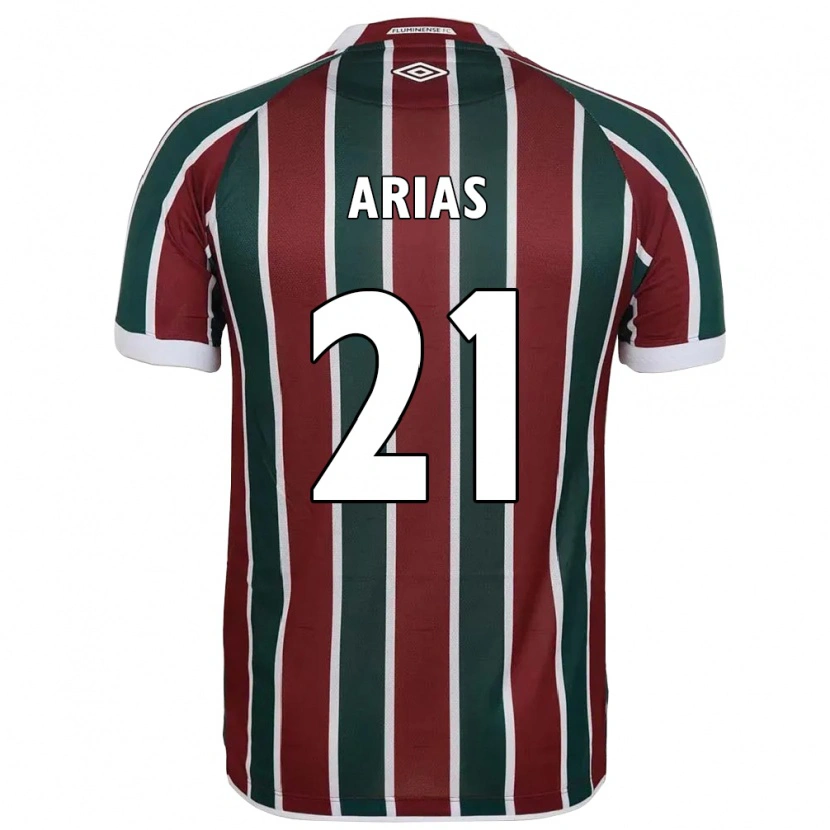 Danxen Femme Maillot Jhon Arias #21 Blanc Vert Bordeaux Tenues Domicile 2025/26 T-Shirt