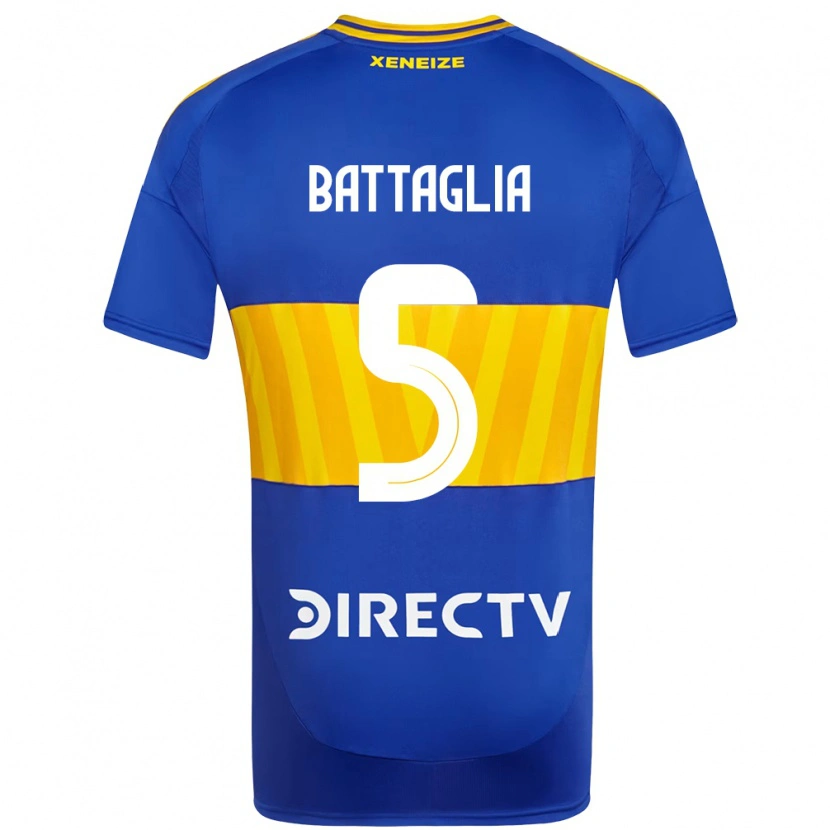 Danxen Femme Maillot Rodrigo Battaglia #5 Blanc Bleu Tenues Domicile 2025/26 T-Shirt