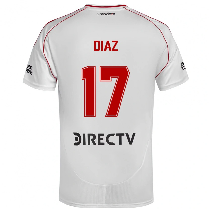Danxen Femme Maillot Paulo Díaz #17 Blanc Rouge Tenues Domicile 2025/26 T-Shirt