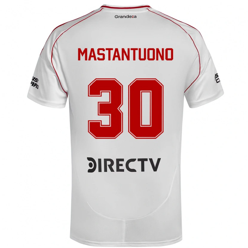 Danxen Femme Maillot Franco Mastantuono #30 Blanc Rouge Tenues Domicile 2025/26 T-Shirt