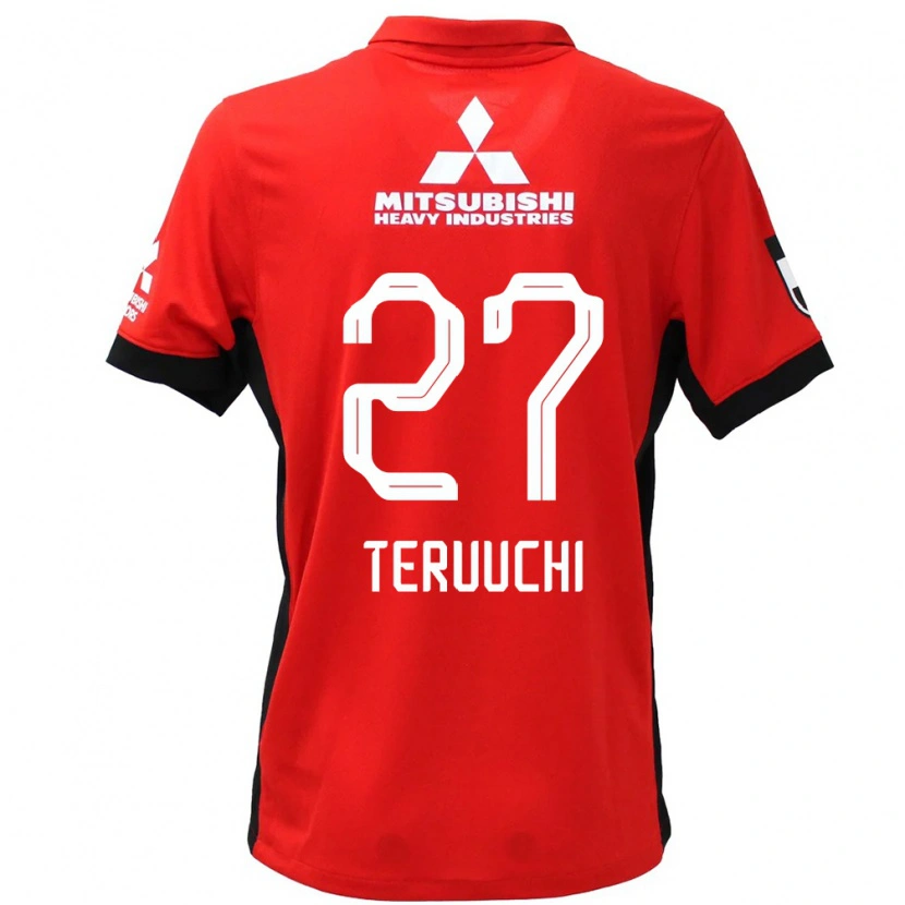 Danxen Femme Maillot Toshikazu Teruuchi #27 Rouge Blanc Tenues Domicile 2025/26 T-Shirt