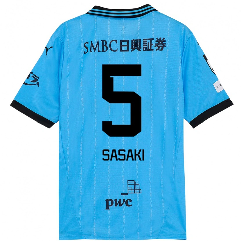 Danxen Femme Maillot Asahi Sasaki #5 Blanc Bleu Ciel Tenues Domicile 2025/26 T-Shirt