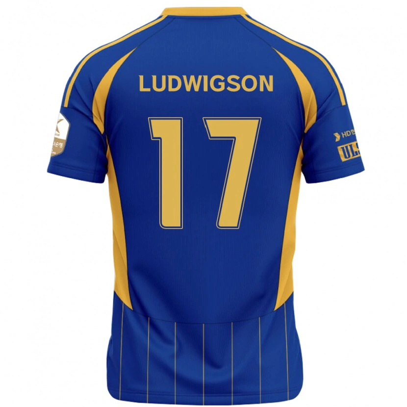 Danxen Femme Maillot Gustav Ludwigson #17 Bleu Royal Jaune Tenues Domicile 2025/26 T-Shirt