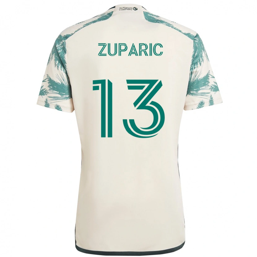 Danxen Femme Maillot Dario Župarić #13 Beige Vert Tenues Extérieur 2025/26 T-Shirt