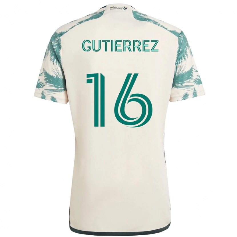Danxen Femme Maillot Diego Gutiérrez #16 Beige Vert Tenues Extérieur 2025/26 T-Shirt