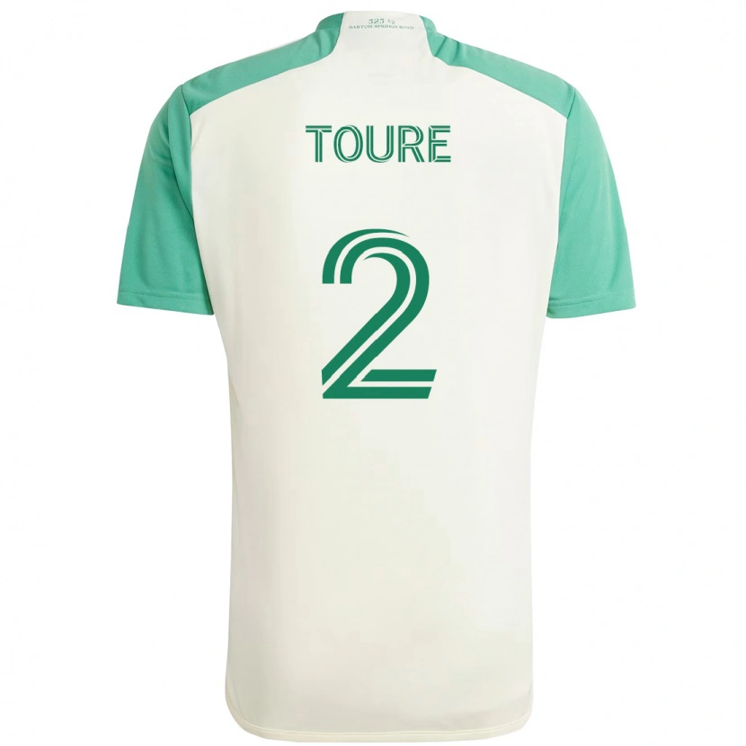 Danxen Femme Maillot Cheick Touré #2 Blanc Vert Tenues Extérieur 2025/26 T-Shirt