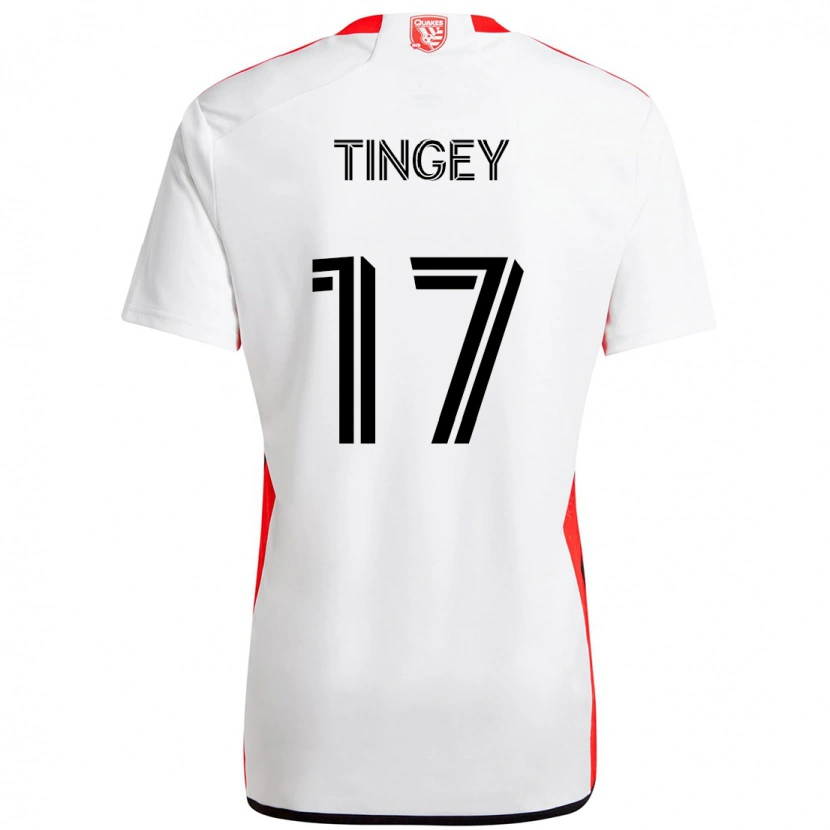 Danxen Femme Maillot Keegan Tingey #17 Blanc Rouge Tenues Extérieur 2025/26 T-Shirt