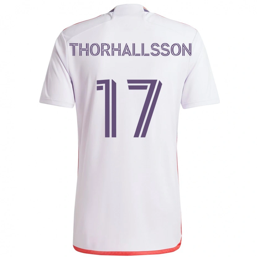Danxen Femme Maillot Dagur Dan Thórhallsson #17 Blanc Violet Tenues Extérieur 2025/26 T-Shirt