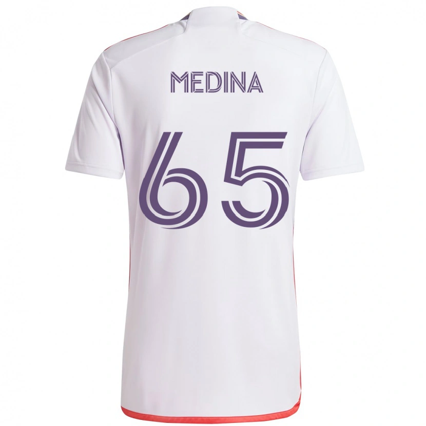 Danxen Femme Maillot Cristian Medina #65 Blanc Violet Tenues Extérieur 2025/26 T-Shirt