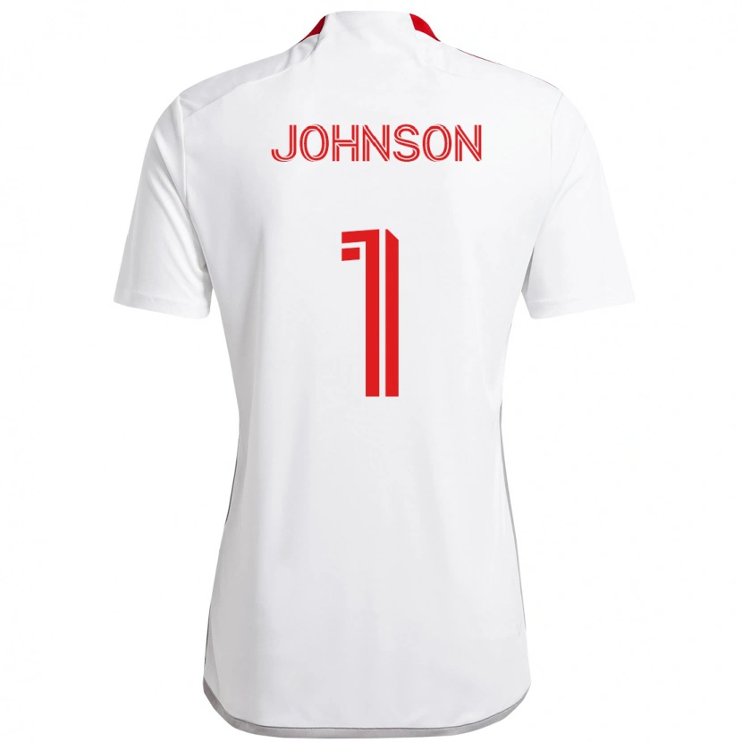 Danxen Femme Maillot Sean Johnson #1 Blanc Rouge Tenues Extérieur 2025/26 T-Shirt