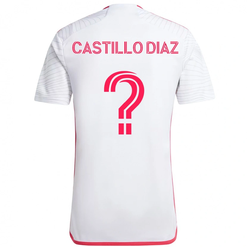 Danxen Femme Maillot Jesus Castillo Diaz #0 Magenta Blanc Tenues Extérieur 2025/26 T-Shirt